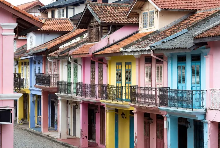 Colorful Sino-Portuguese shophouses in Phuket Old Town