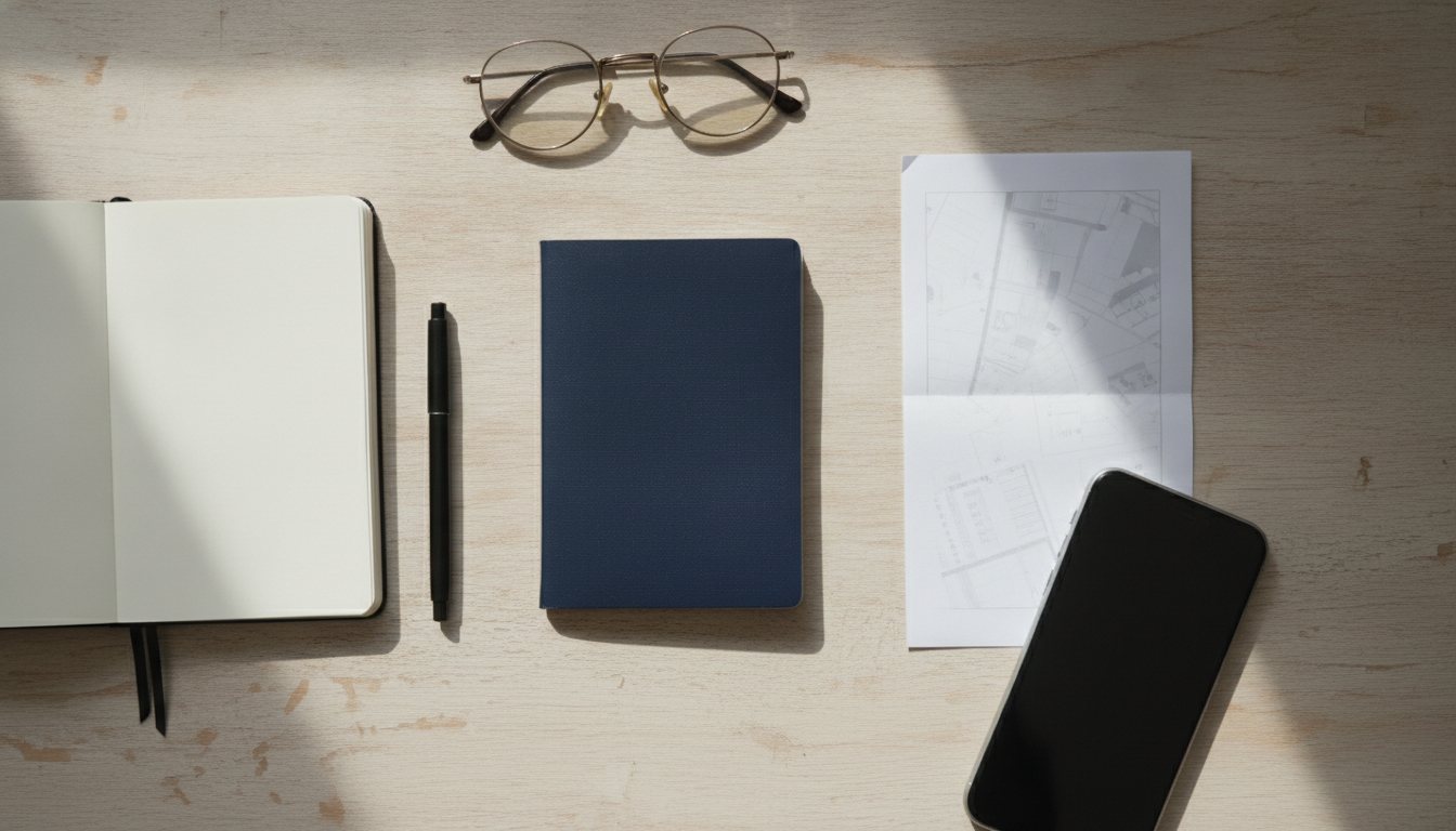 Passport, printed itinerary, phone and notebook laid out on a desk while preparing documents for travel to Thailand