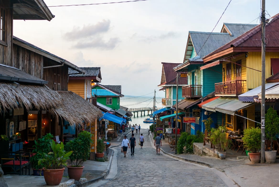 Charming street in Fisherman’s Village Bophut on Koh Samui