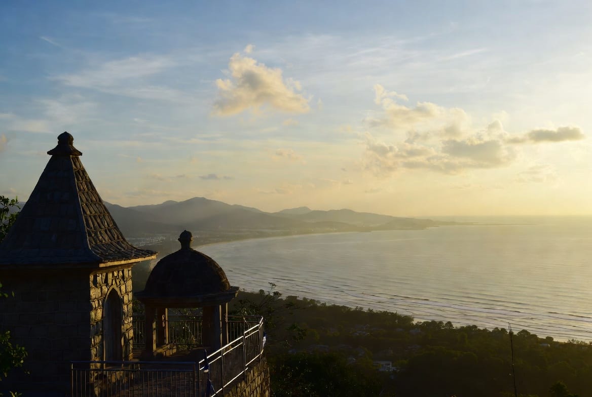 Coastal viewpoint from Khao Takiab looking over Hua Hin beach and the Gulf of Thailand