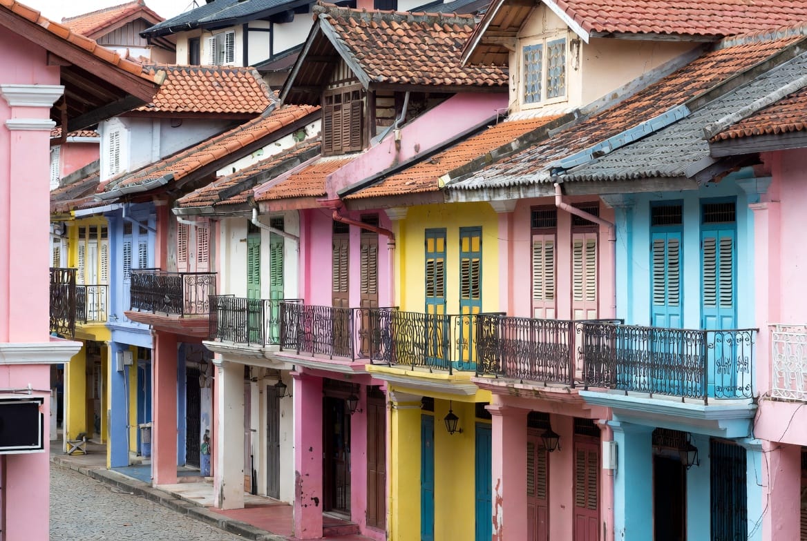 Colorful Sino-Portuguese shophouses in Phuket Old Town