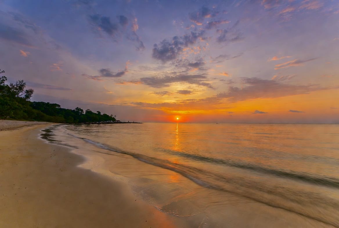 Sunset at Ao Prao Beach on the west coast of Koh Samet