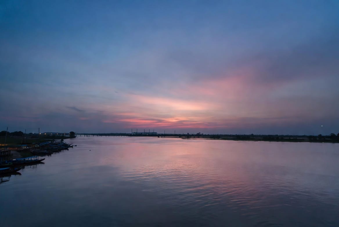 Tapi River in Surat Thani at dusk with soft colours