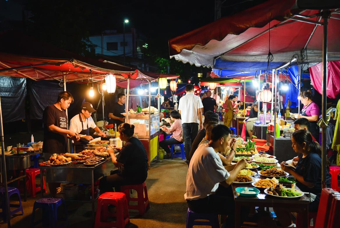 Night market food stalls in Nakhon Ratchasima Korat