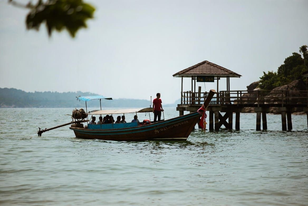 Longtail boat arriving at Na Dan pier on Koh Samet